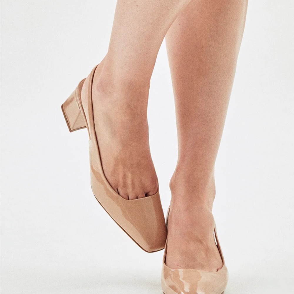Inez Patent Leather Nude Block Heel Slingback